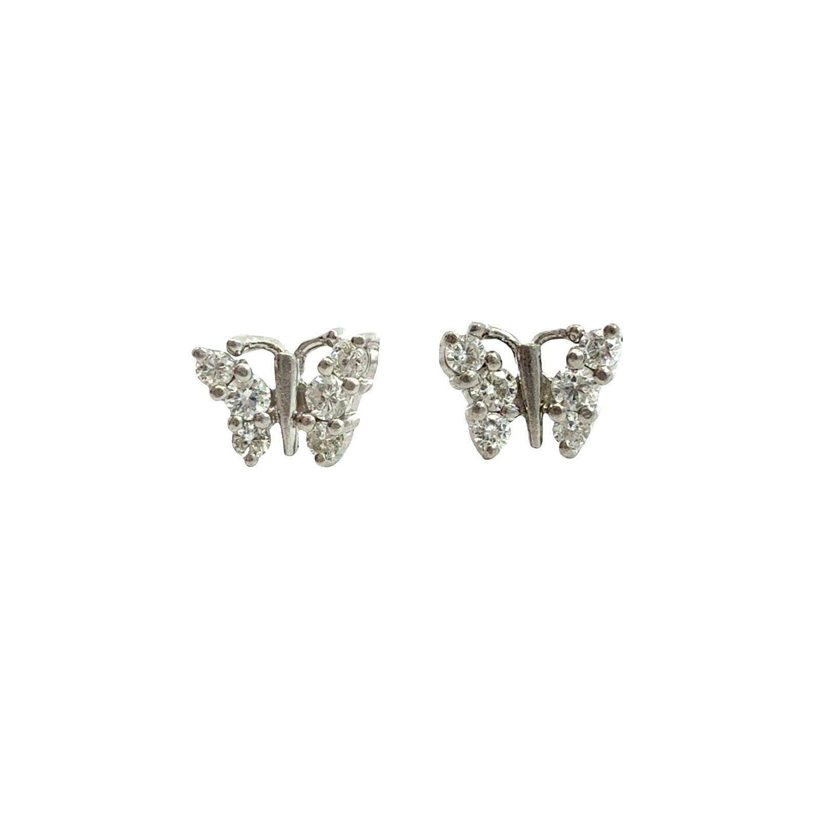 18k White Gold 0.11ctw Diamond Butterfly Stud Earrings0