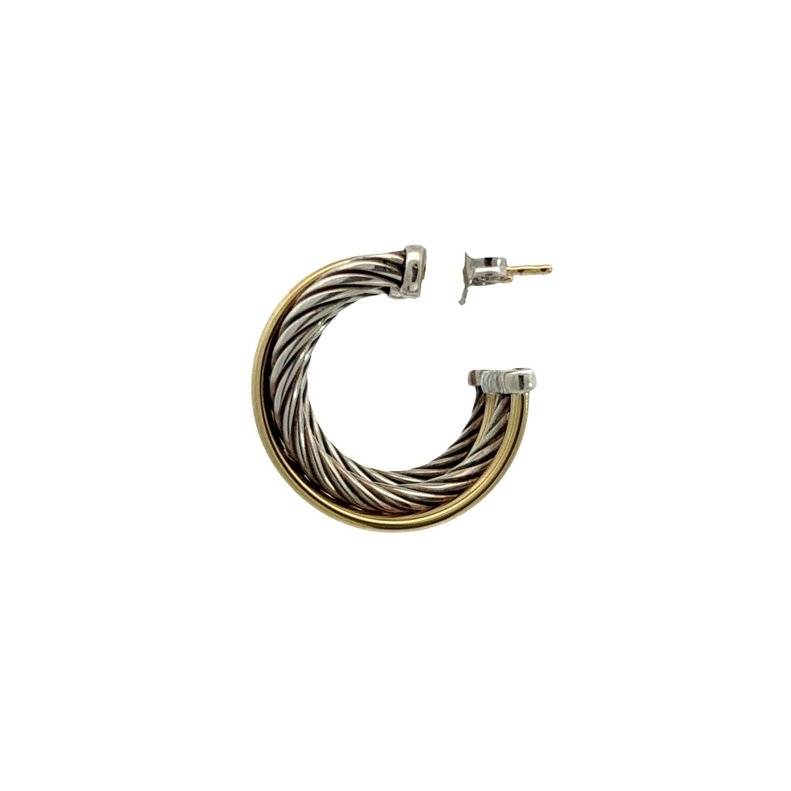 David Yurman Two-Tone Twisted Cable Crossover Hoop Earrings4