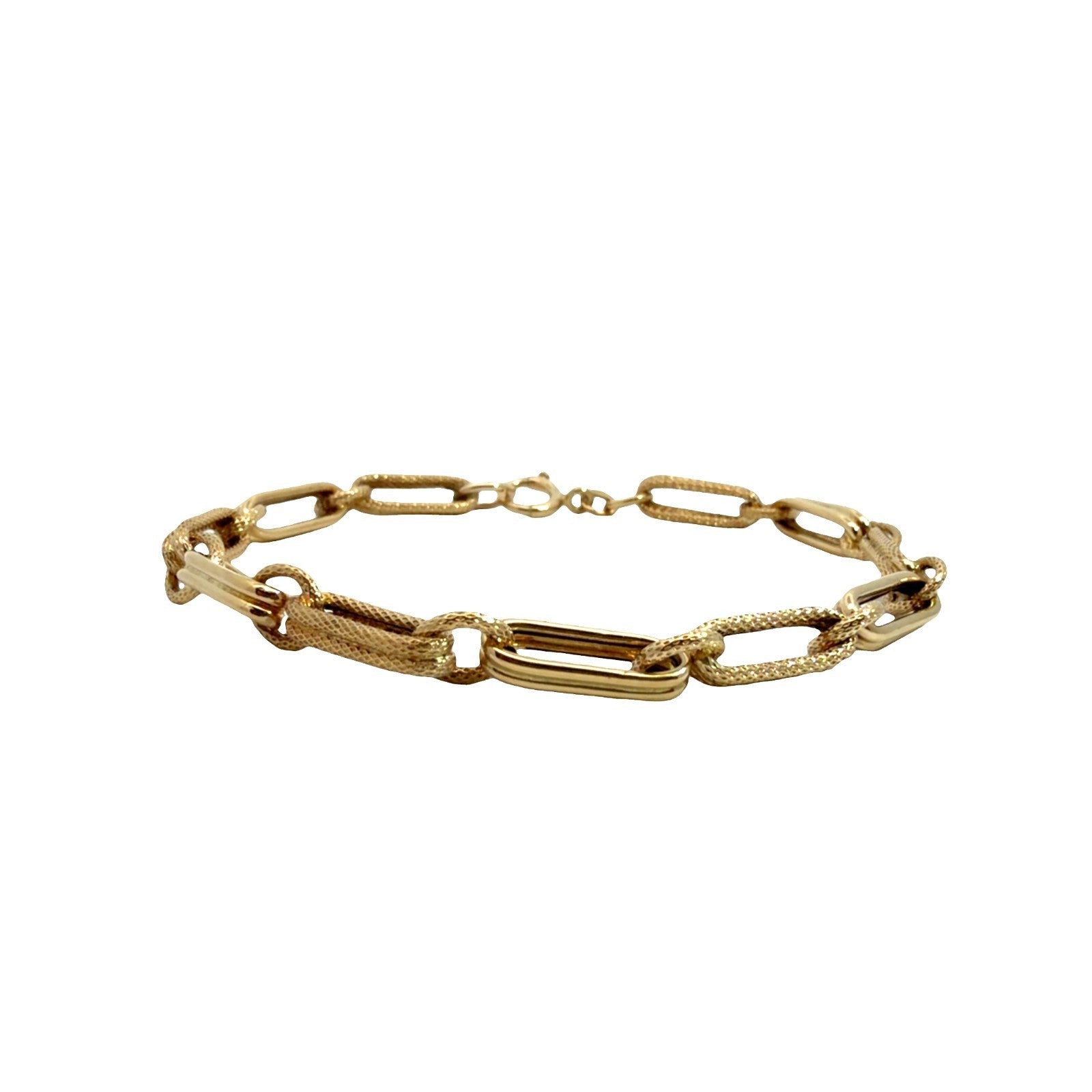 14k Yellow Gold Paperclip Link Chain Bracelet 8"0
