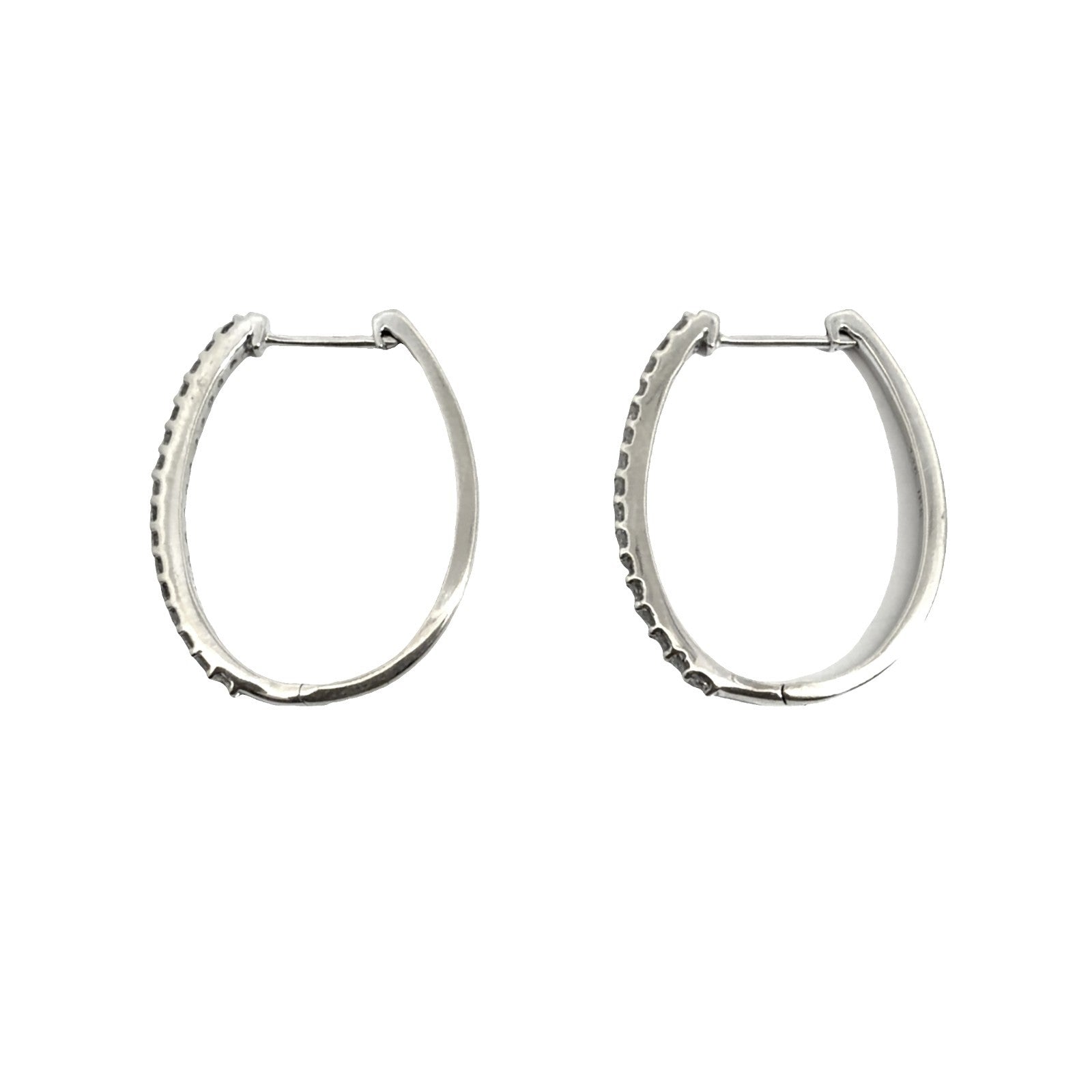 14k White Gold Hoop Earrings with (0.56ctw) Diamond2