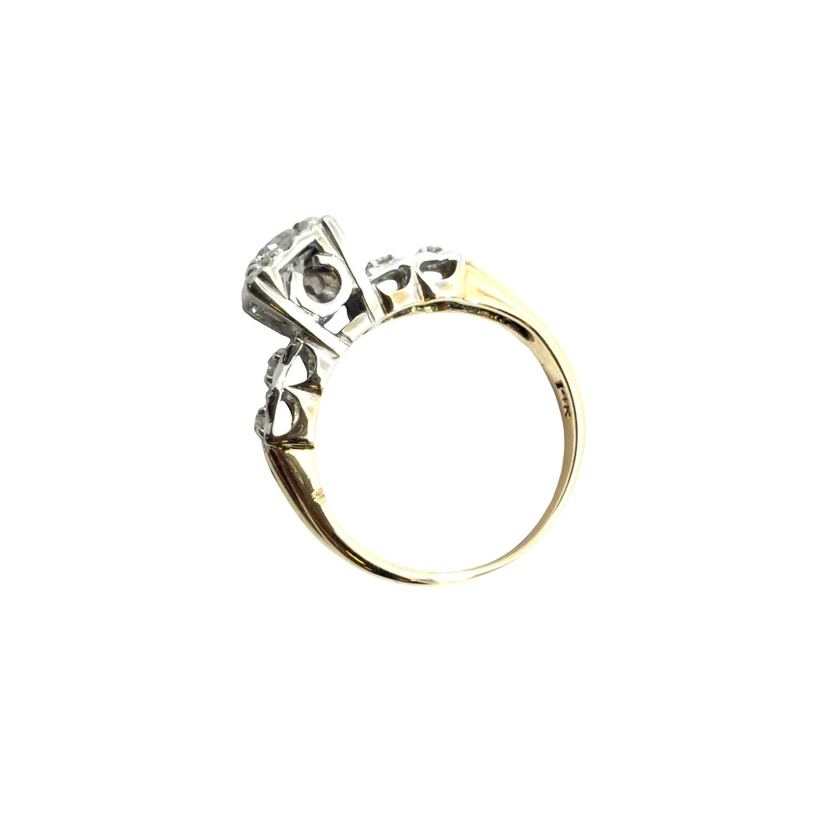 Vintage Stamped 14k Multi-Tone Gold 0.40cttw Illusion Set Diamond Ring Size 4.751