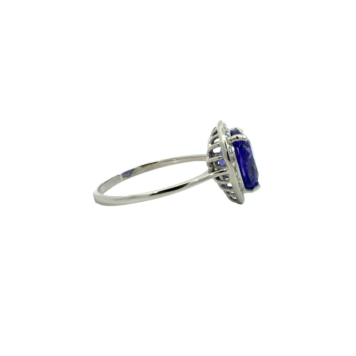 14k White Gold Pear-Cut 3.23tcw Tanzanite & 0.25cttw Diamond Halo Ring 8.52