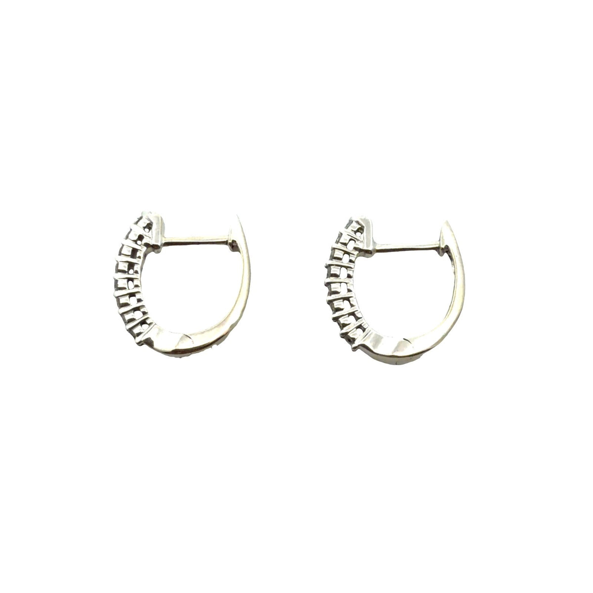 14k White Gold & 0.16cttw Diamond Huggie Hoop Earrings2