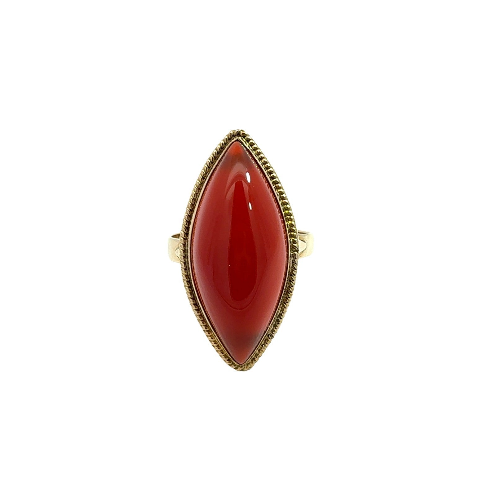 Vintage 14k Yellow Gold Marquise 8.85tcw Carnelian Statement Cocktail Ring0