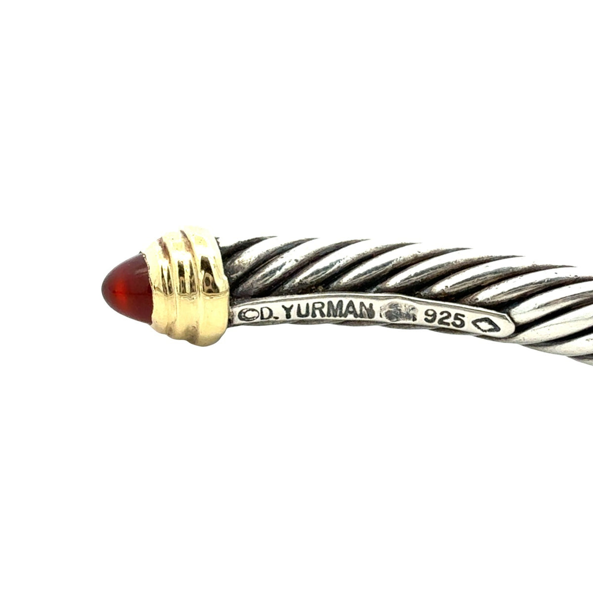 David Yurman Sterling Silver 18k Yellow Gold Accents & Garnet Twisted Cable Cuff5