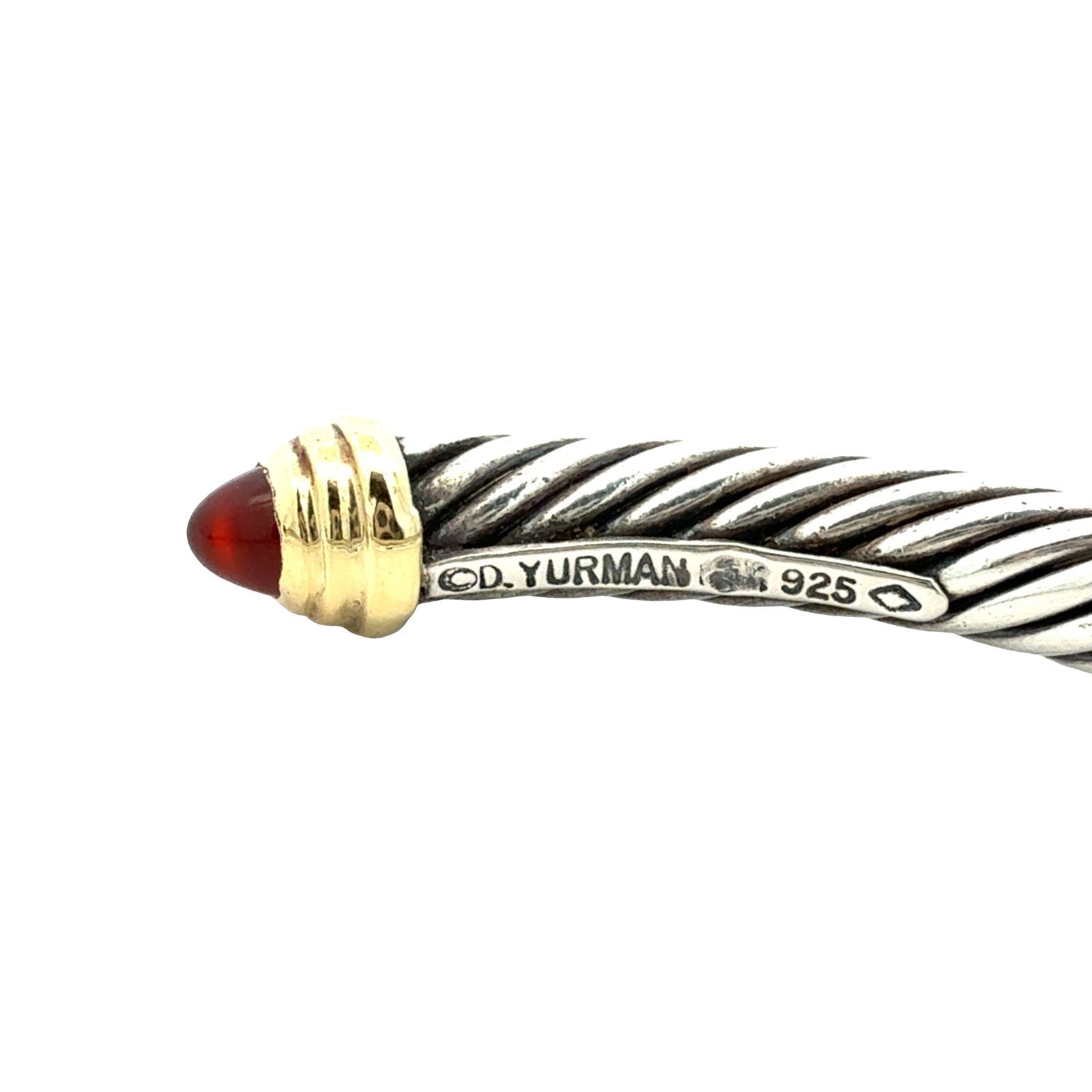 David Yurman Sterling Silver 18k Yellow Gold Accents & Garnet Twisted Cable Cuff5