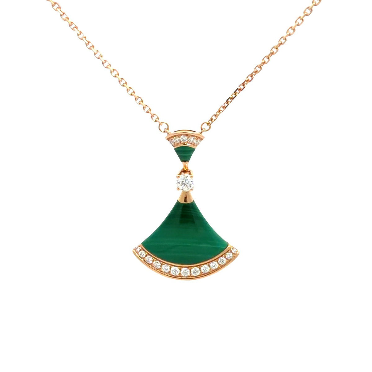 Bvlgari Divas' Dream 18k Rose Gold Necklace with Malachite and 0.32ctw Diamond0