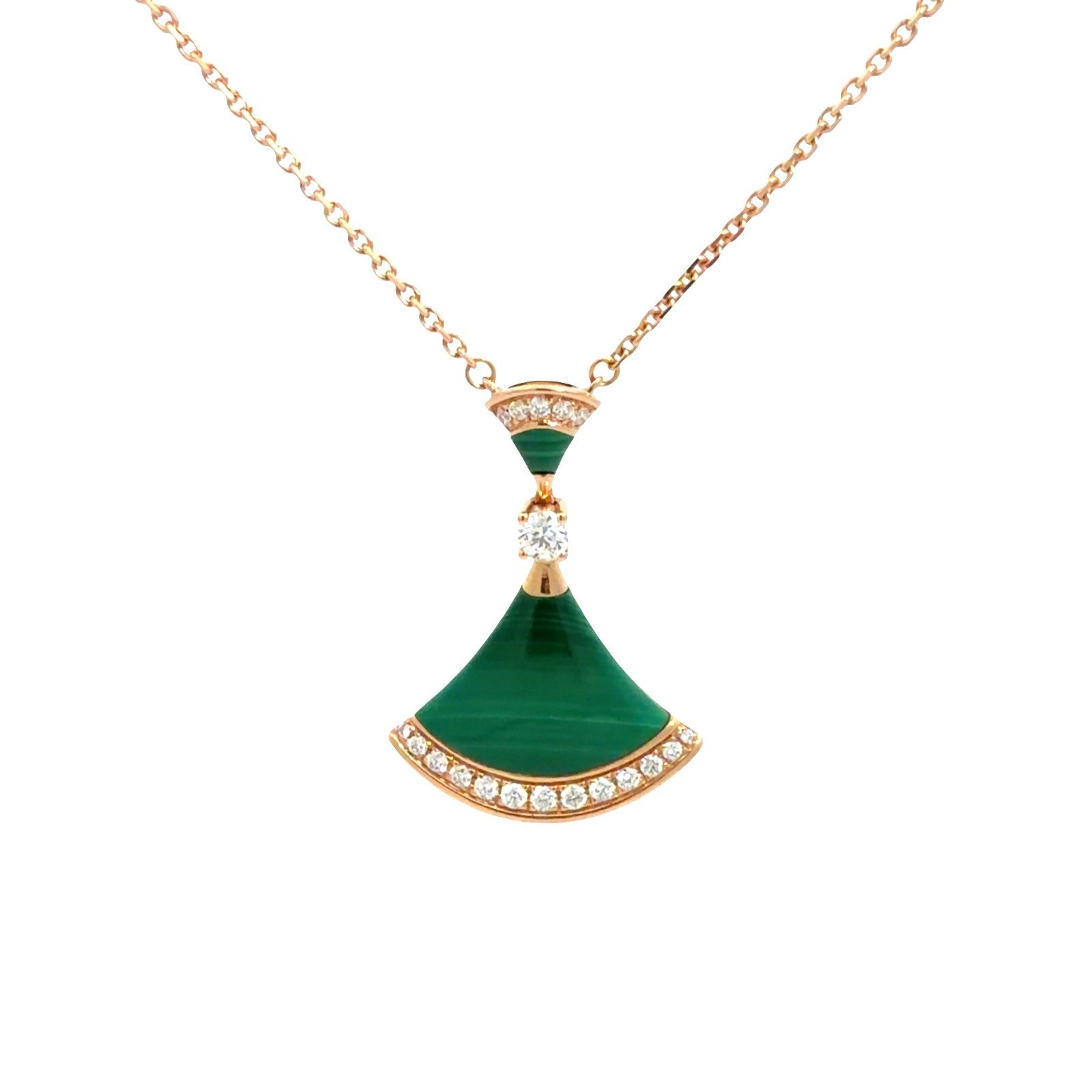 Bvlgari Divas' Dream 18k Rose Gold Necklace with Malachite and 0.32ctw Diamond0