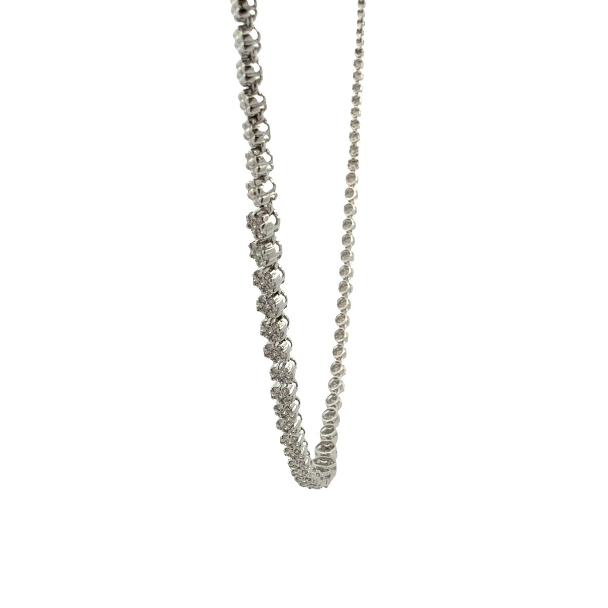 14k White Gold Graduated 2.30cttw Diamond Cluster Statement Necklace 18"3