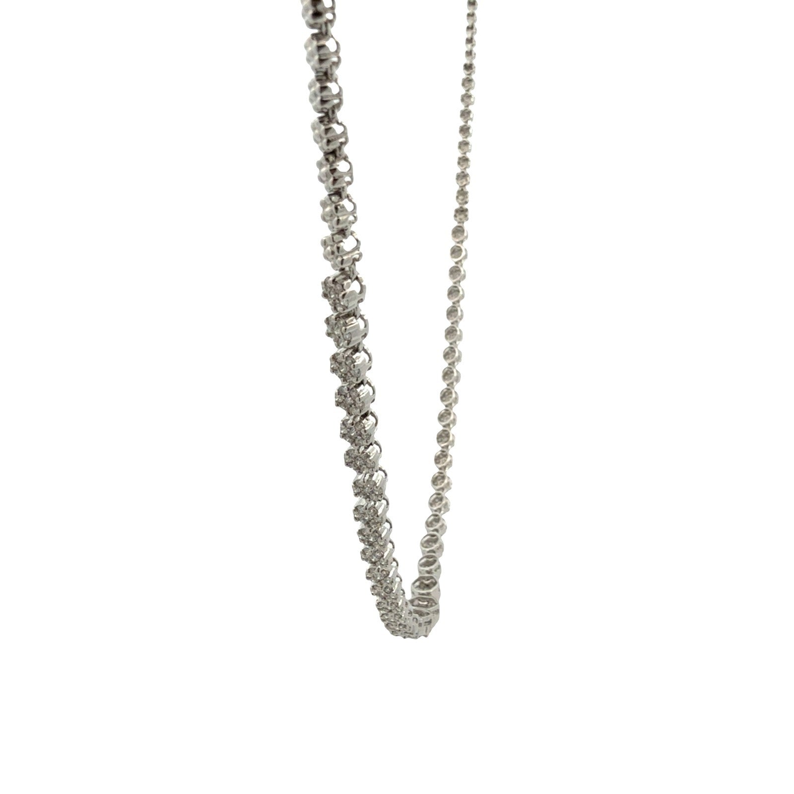 14k White Gold Graduated 2.30cttw Diamond Cluster Statement Necklace 18"3