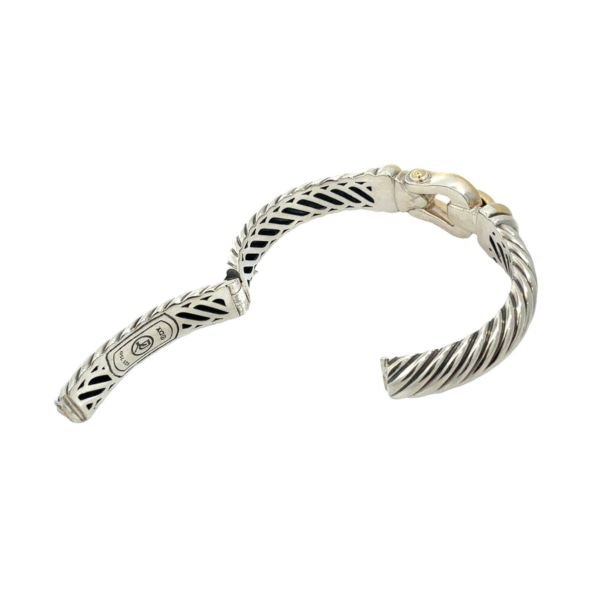 David Yurman Waverly Cable Sterling Silver & 18k Yellow Gold Buckle Bracelet M6