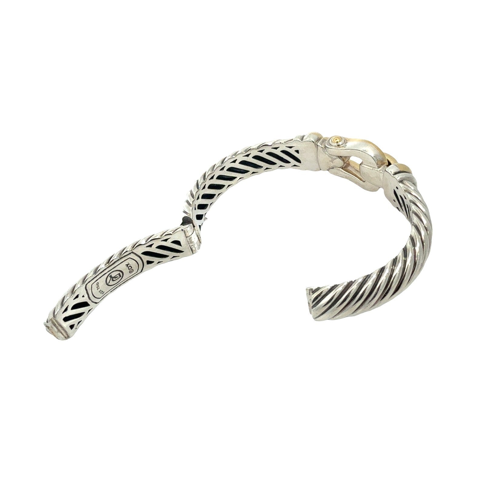 David Yurman Waverly Cable Sterling Silver & 18k Yellow Gold Buckle Bracelet M6