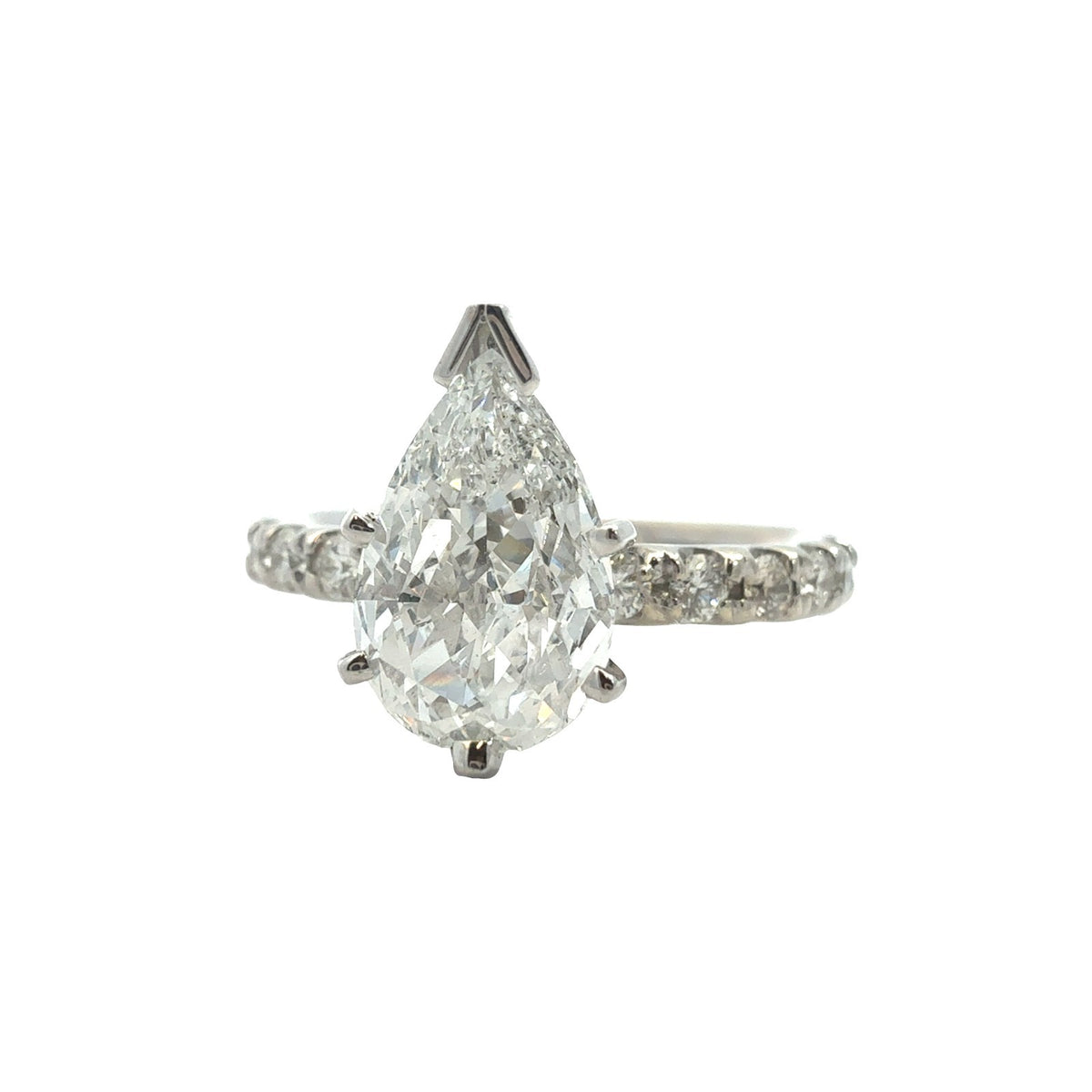 14k White Gold Pear Cut 1.71cttw (1.30tcw) Diamond Pave Band Engagement Ring1