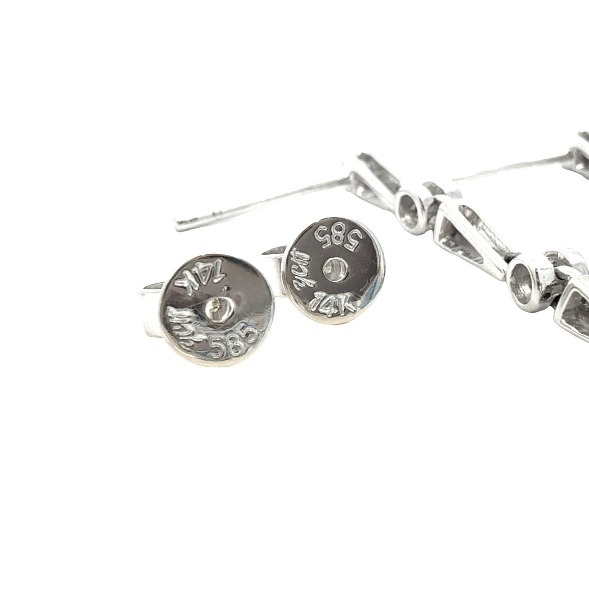 14k White Gold 4.41cttw Blue Topaz & 0.17cttw Diamond Linear Drop Earrings 4