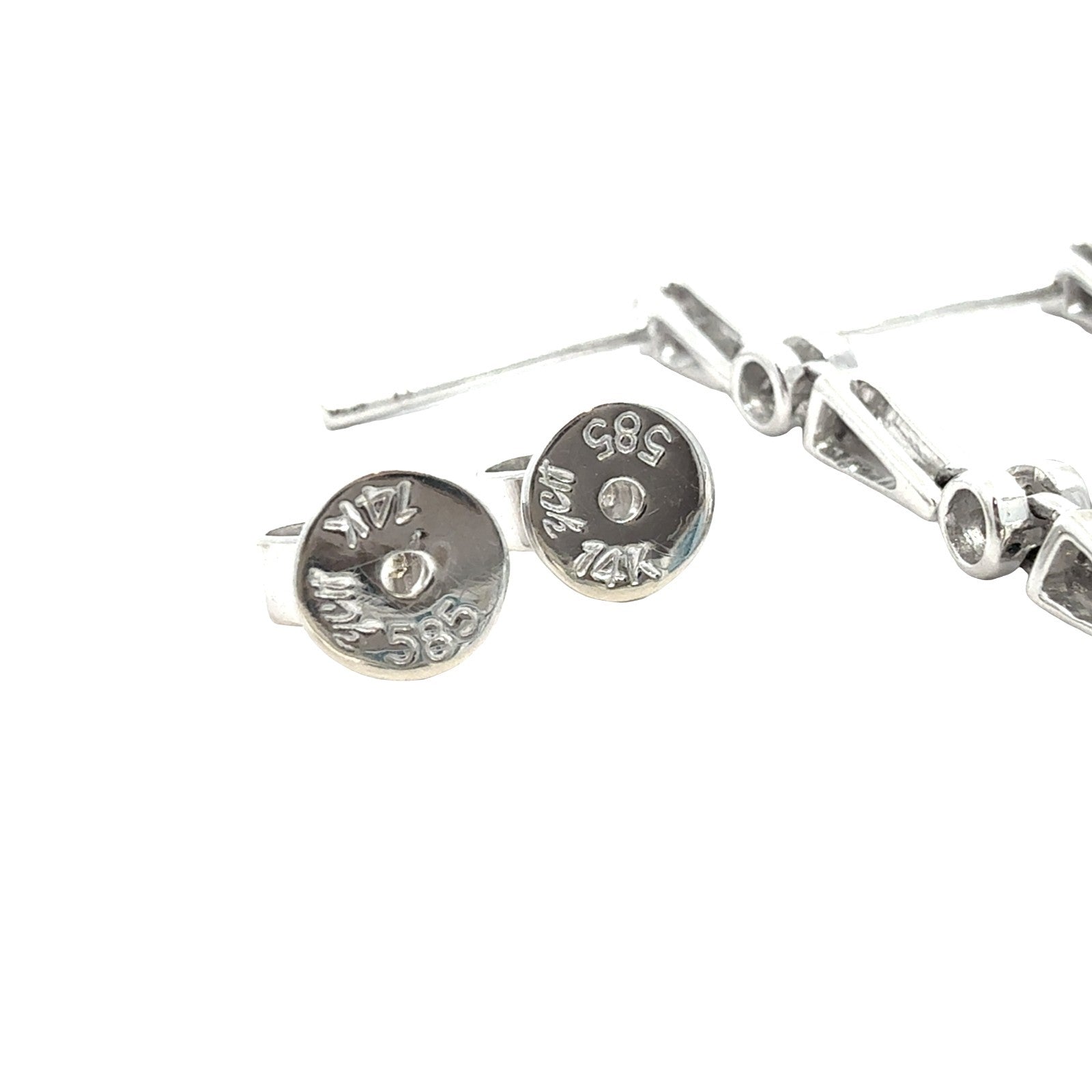 14k White Gold 4.41cttw Blue Topaz & 0.17cttw Diamond Linear Drop Earrings 4