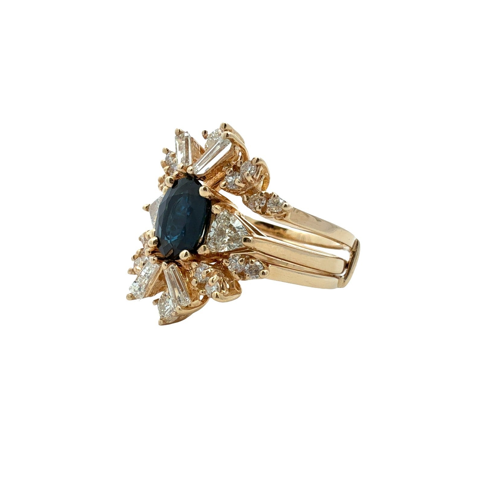 14k Yellow Gold 1.25tcw Sapphire 1.47cttw Diamond Cocktail Ring with Enhancer2