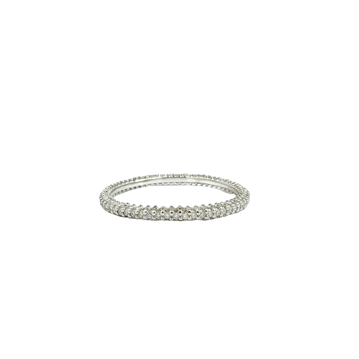 14k White Gold Pavé 0.68cttw Diamond Eternity Wedding Band2