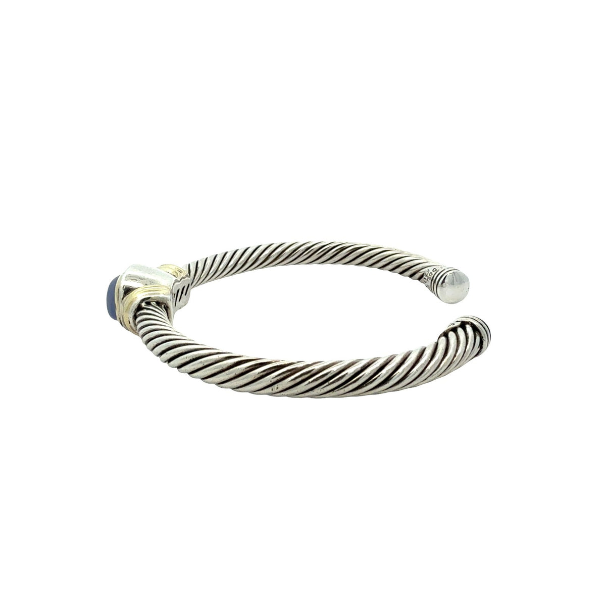 David Yurman Sterling Silver 14k Yellow Gold & Moonstone Cable Cuff Bracelet4