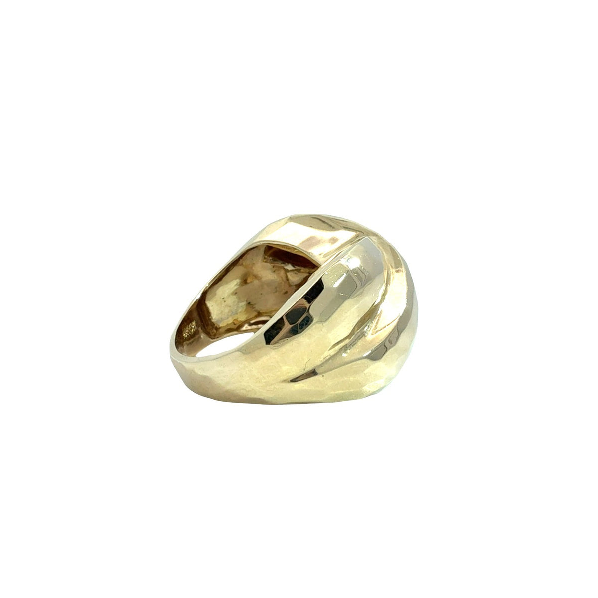 14k Yellow Gold Hammered Textured Criss-Cross Band Ring Size 7.752