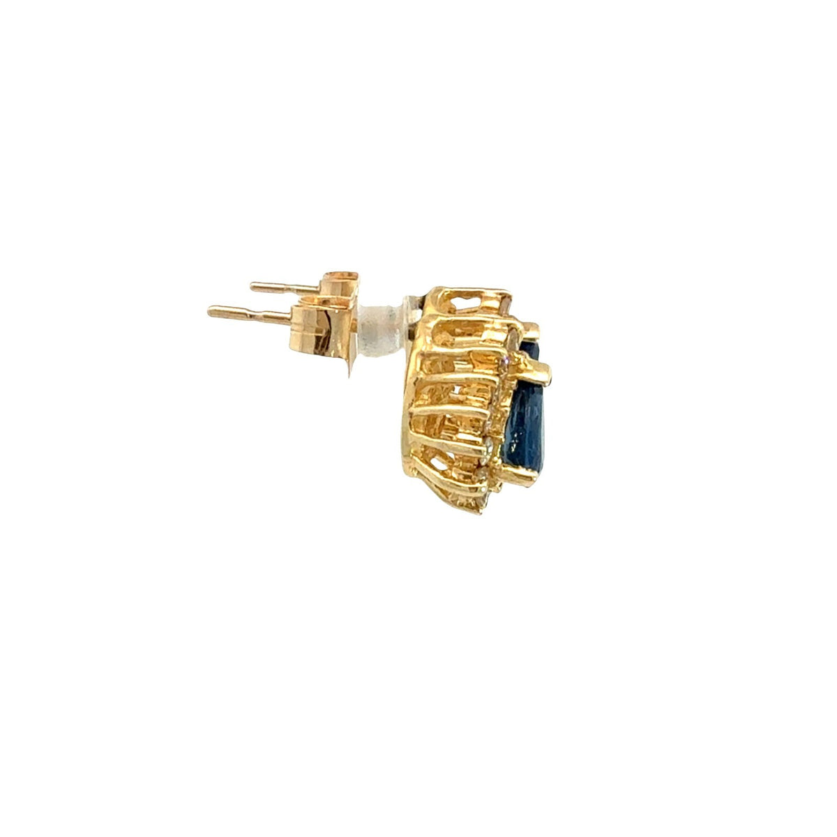14k Yellow Gold Pear-Cut 1.20cttw Sapphire & 0.39cttw Diamond Halo Earrings4