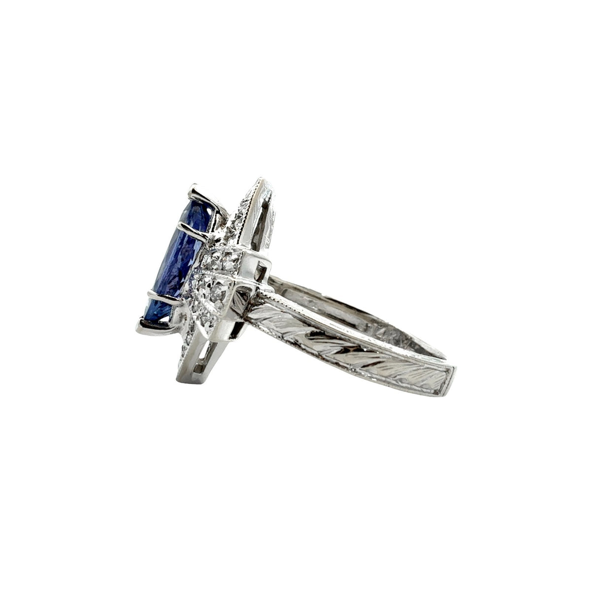 14k White Gold Marquise 1.91tcw Tanzanite 0.29cttw Diamond Art Deco Style Ring4