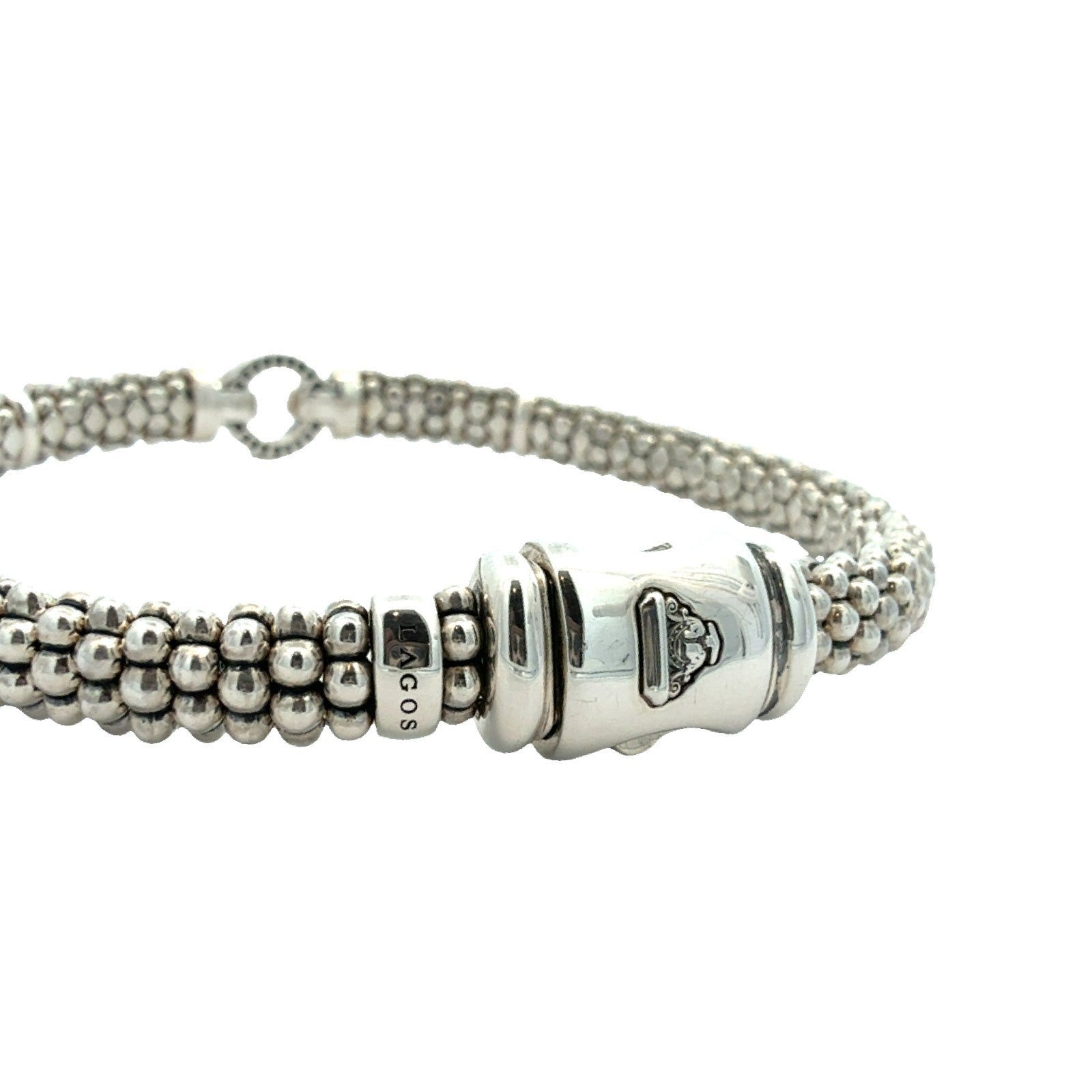 LAGOS Enso Circle Caviar Sterling Silver Bracelet Medium 6.5"6