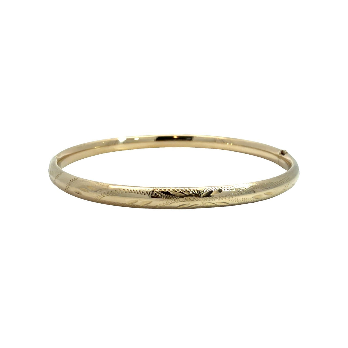 14k Yellow Gold Etched Bangle Bracelet2