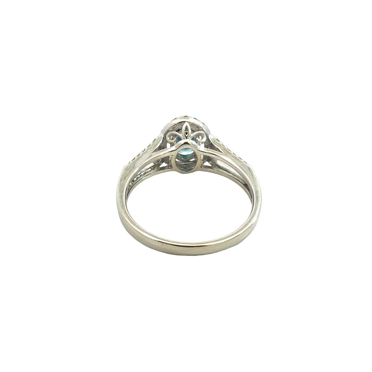 10k White Gold 0.87tcw Sapphire and 0.37cttw Diamond Halo Split-Shank Ring5
