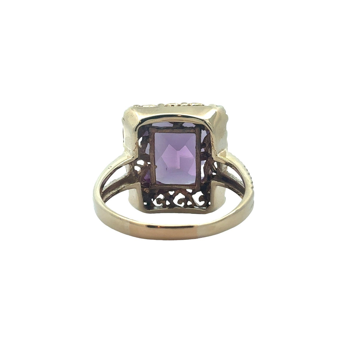 10k Yellow Gold Stamped and Lab Created Sapphire Filigree Cocktail Ring3