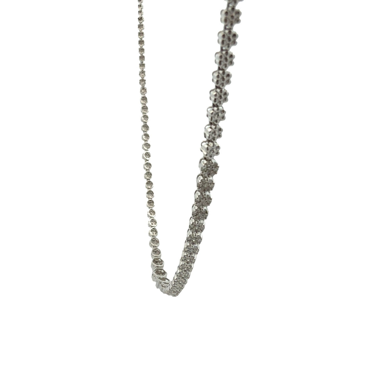 14k White Gold Graduated 2.30cttw Diamond Cluster Statement Necklace 18"2