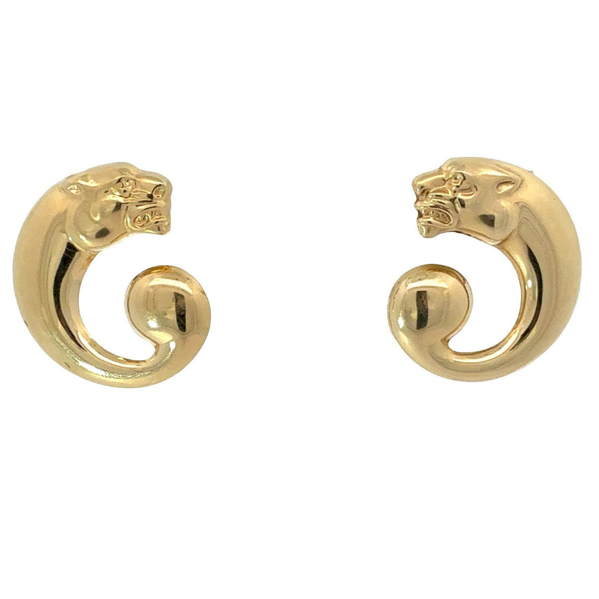 Vintage 14k Yellow Gold Bassani Panther Earrings1