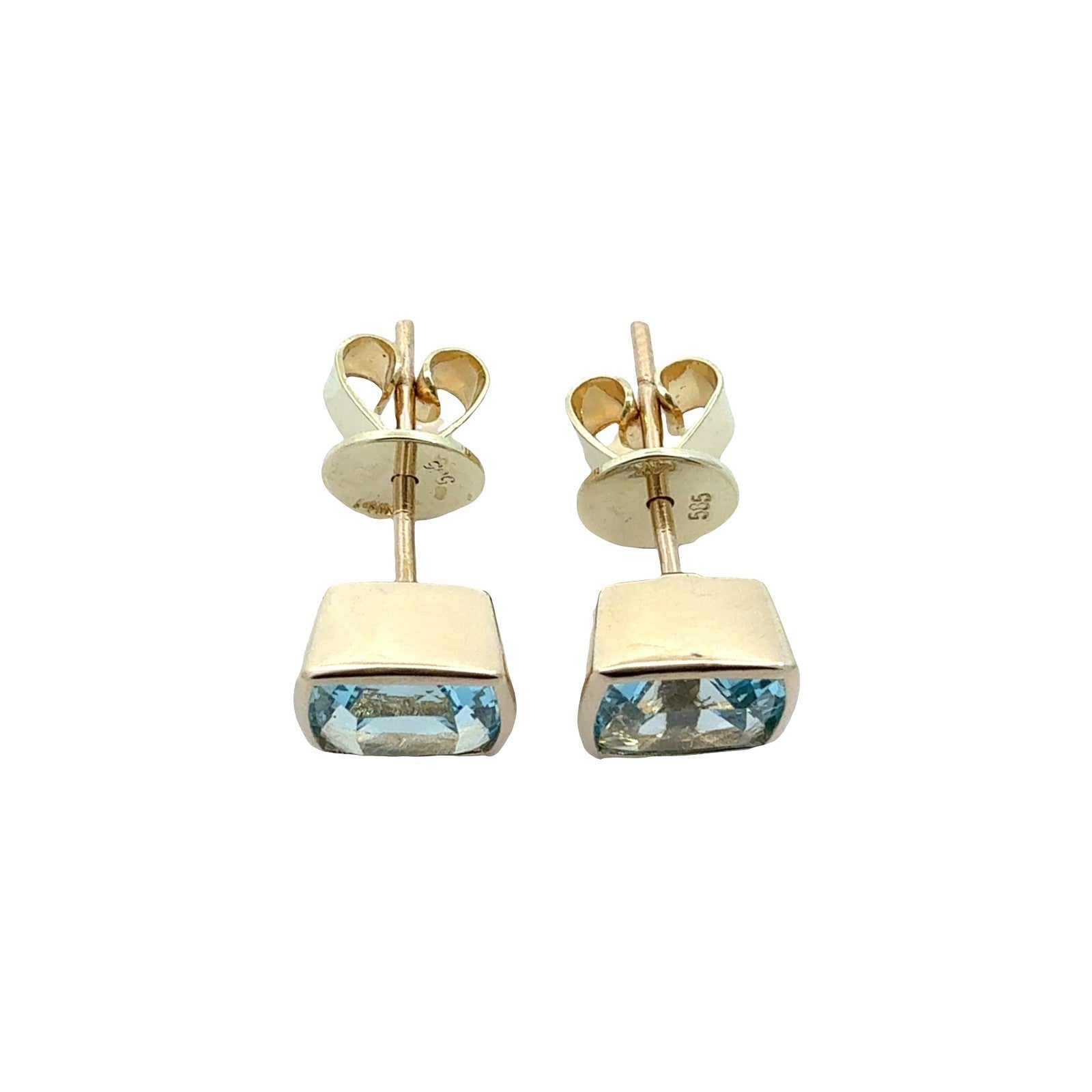 14k Yellow Gold and Cushion-Cut 3.06cttw Topaz Stud Earrings1