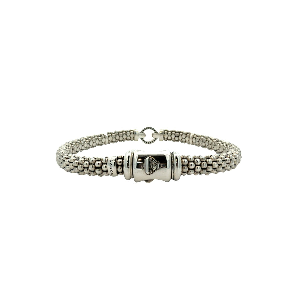 LAGOS Enso Circle Caviar Sterling Silver Bracelet Medium 6.5"2