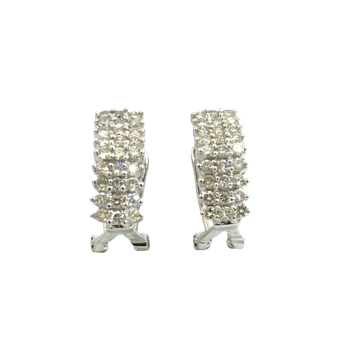 14k White Gold 1.00cttw Diamond Cluster Quarter Hoop Earrings4
