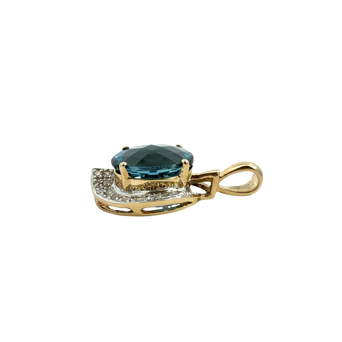 14k Yellow Gold 6.51tcw Oval Topaz and 0.08cttw Diamond Pendant2
