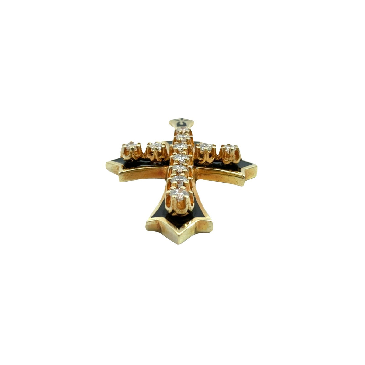 Vintage Victorian-Style 14k Yellow Gold 0.41cttw Diamond Cross Pendant1