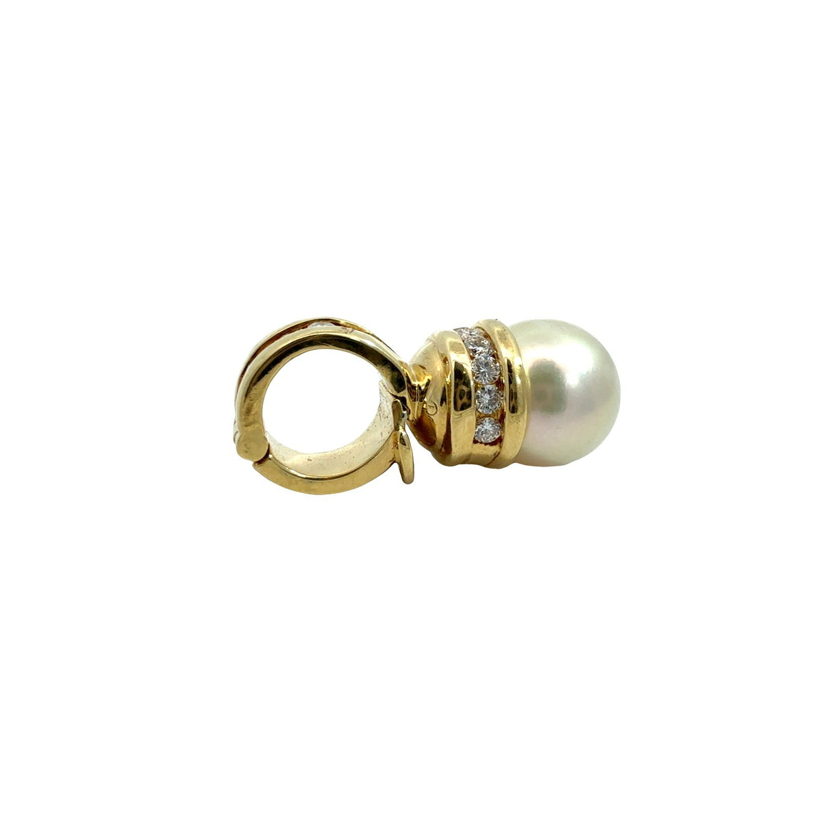 David Yurman 18k Yellow Gold Pearl and 0.32cttw Diamond Enhancer Pendant4