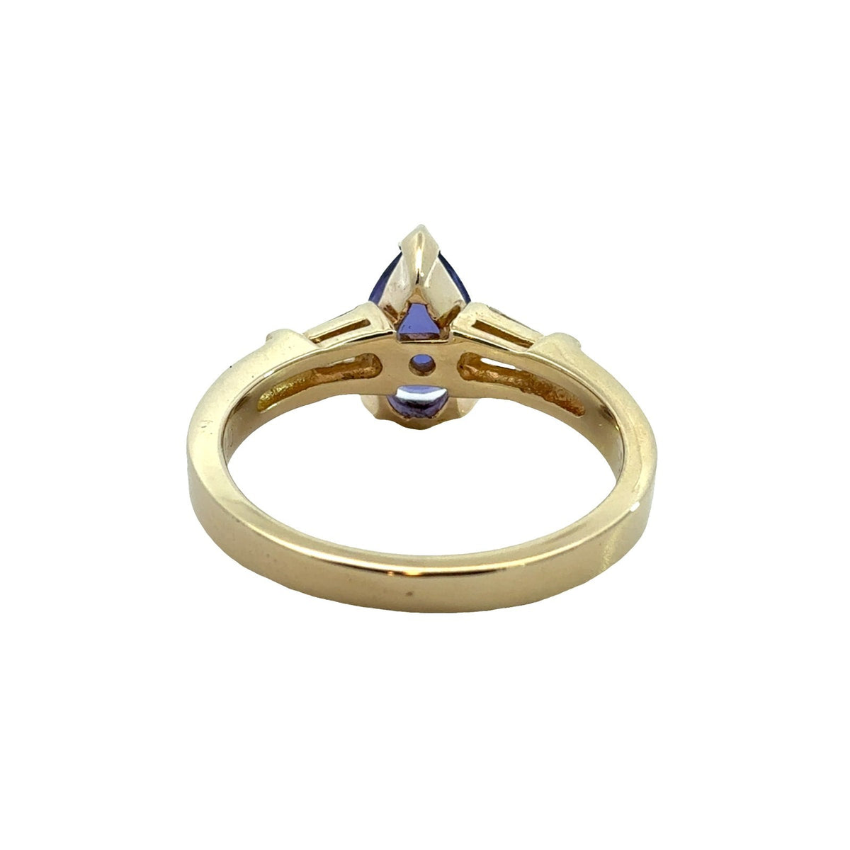 14k Yellow Gold Ring with 1.83ctw Pear Tanzanite and 0.24ctw Diamonds Size 6.53
