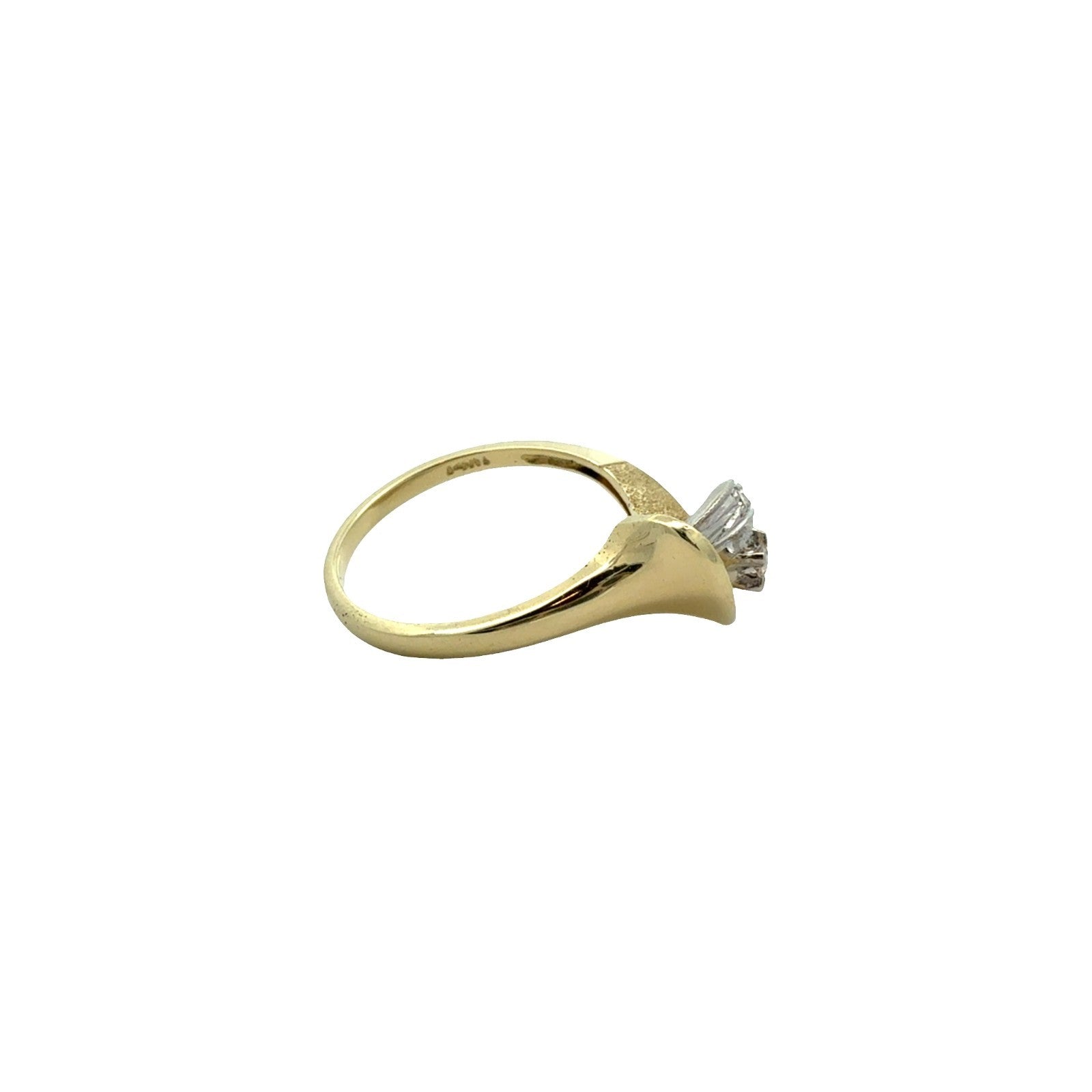 Stamped 14k Yellow Gold and Diamond Bypass Ring Size 6.250