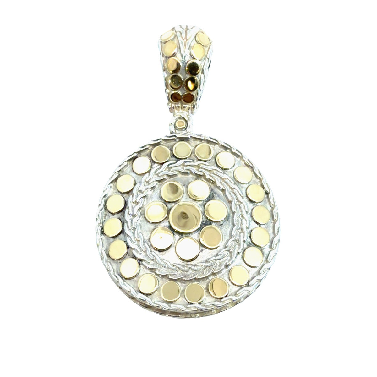 John Hardy Dot Collection Sterling Silver &amp; 1/3 18k Yellow Gold Enhancer Pendant0