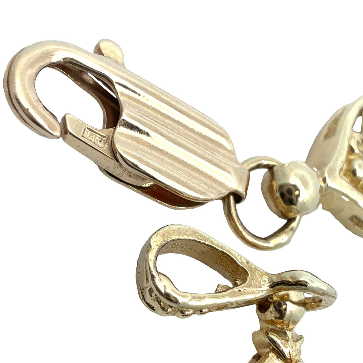 Vintage 14k Yellow Gold 1.85cttw Chrysoberyl and Opal Filigree Link Bracelet6