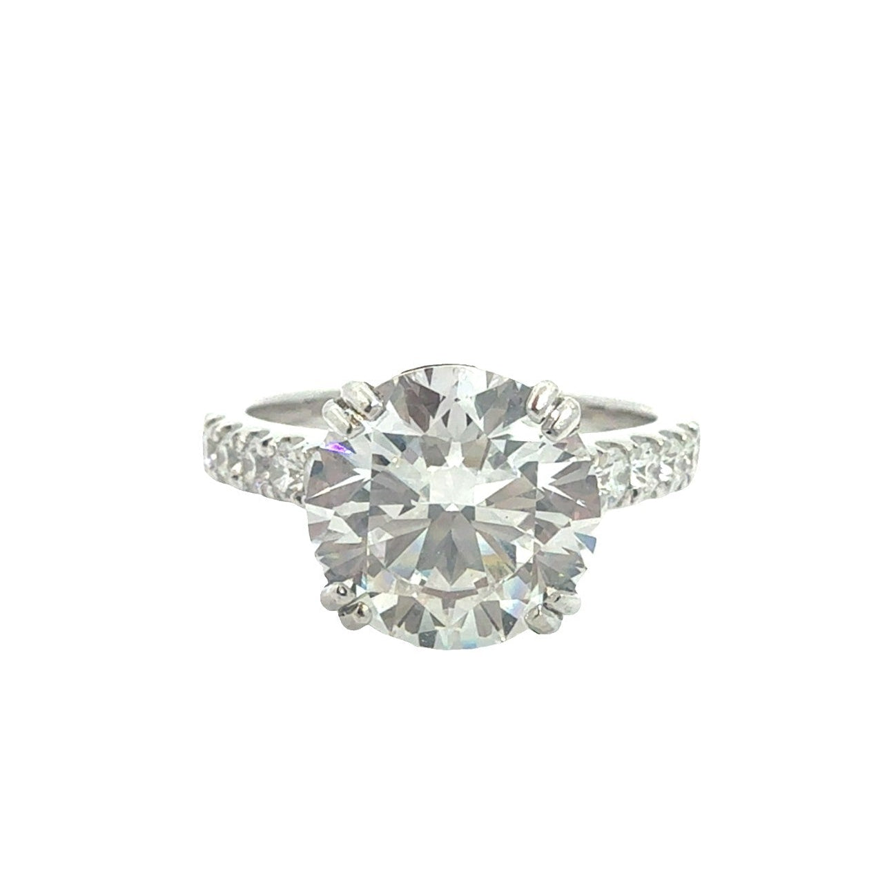 Platinum & 3.53ctw Lab Grown Diamond Pave Engagement Ring Size 5.250