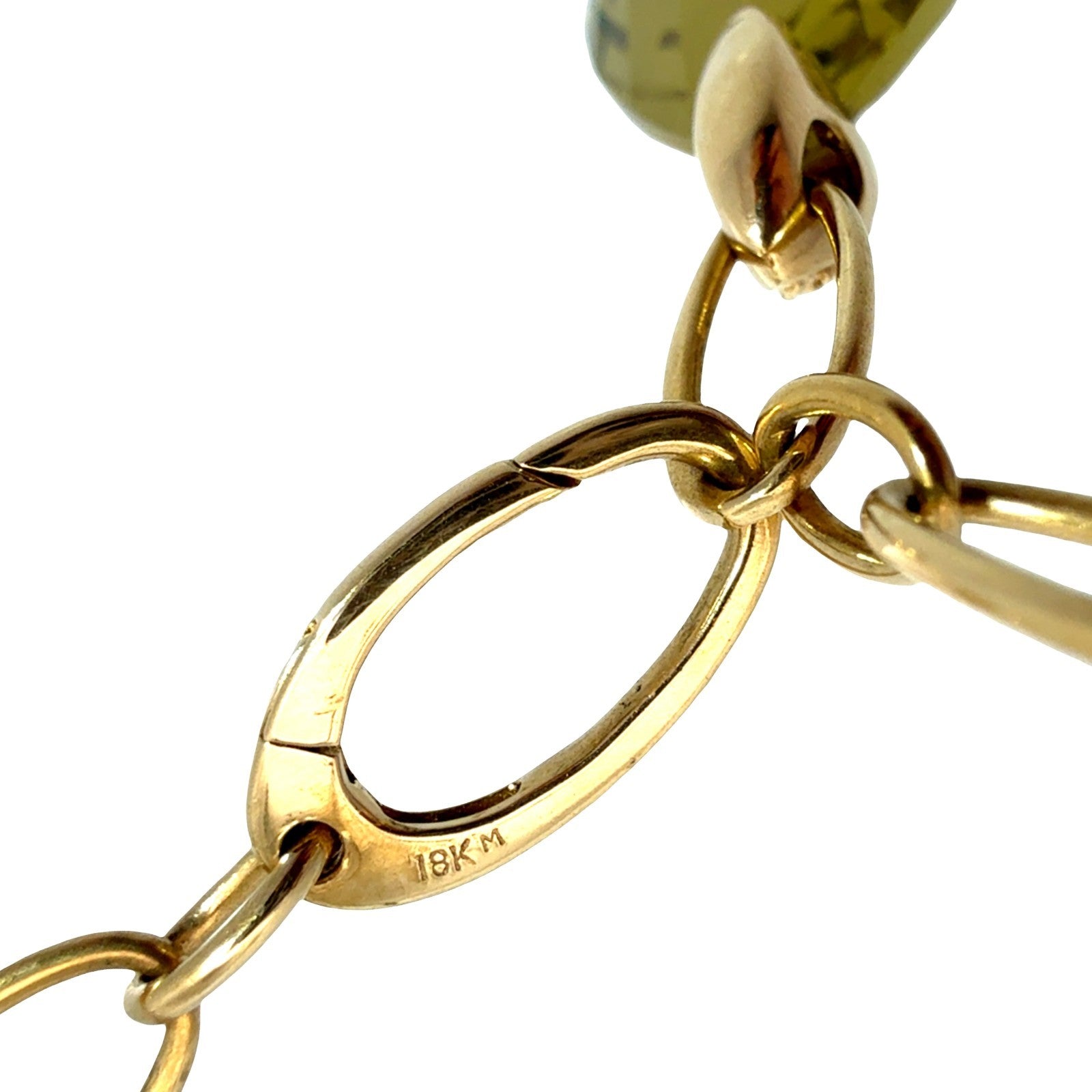 18k Yellow Gold Lemon Quartz 0.13cttw Diamond Paperclip Chain Pendant Necklace6