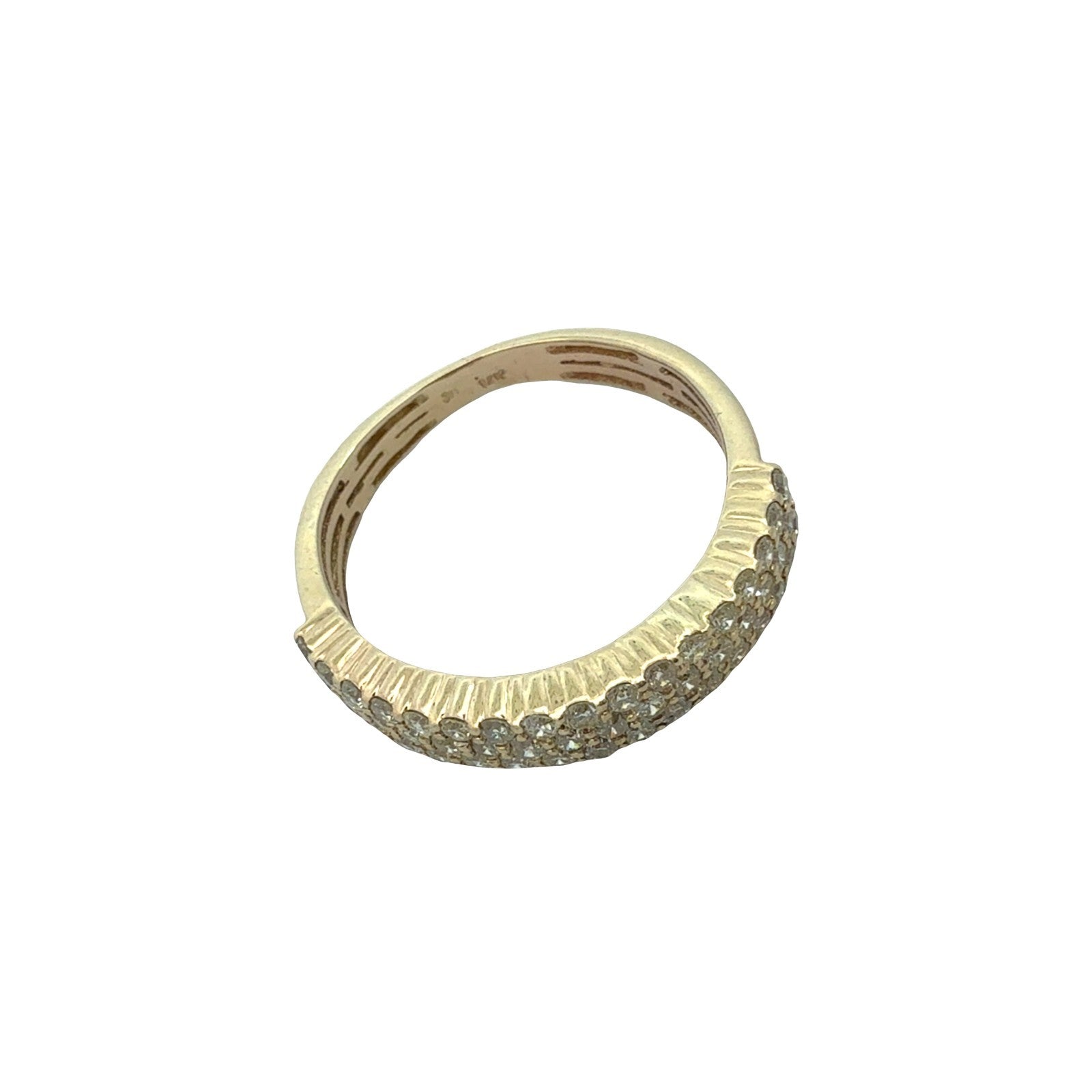 10k Yellow Gold Three-Row Pave 1.13cttw Diamond Band Ring Size 8.750