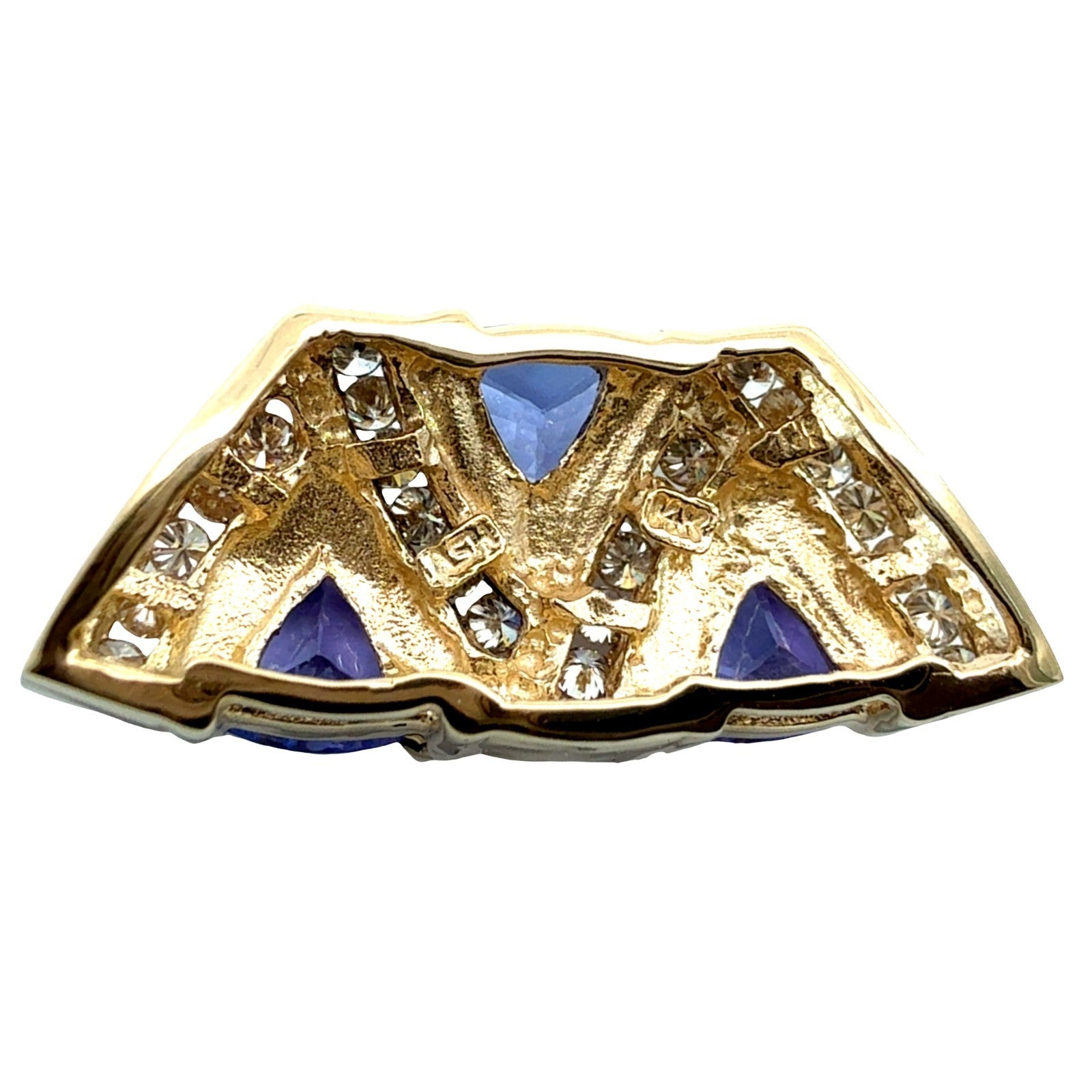 14k Yellow Gold 1.35cttw Tanzanite and 0.32cttw Diamond Geometric Slider Pendant6