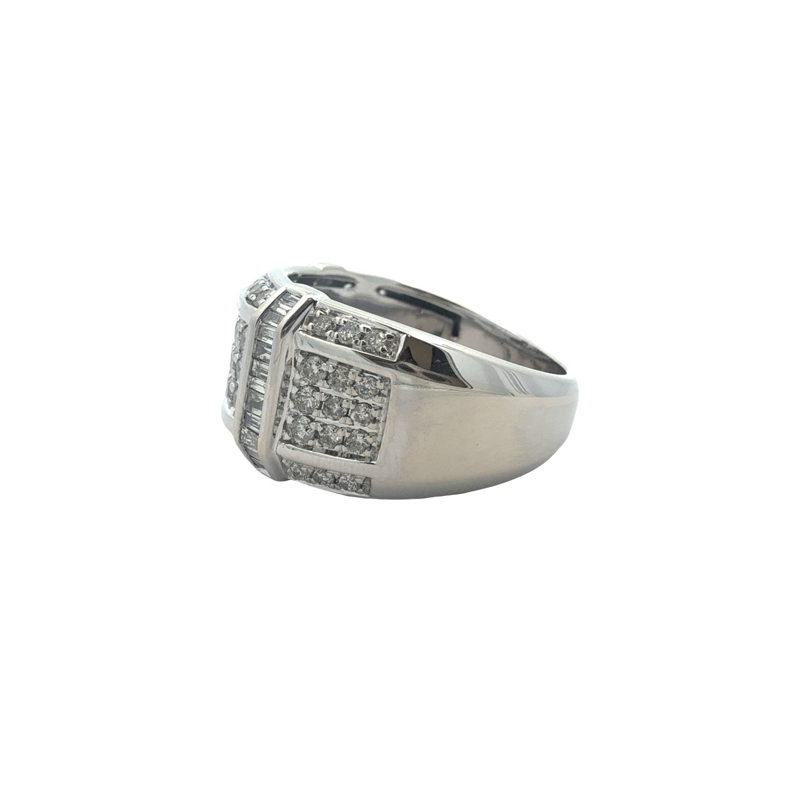 10k White Gold Round & Baguette 1.56cttw Diamond Wide Band Ring2