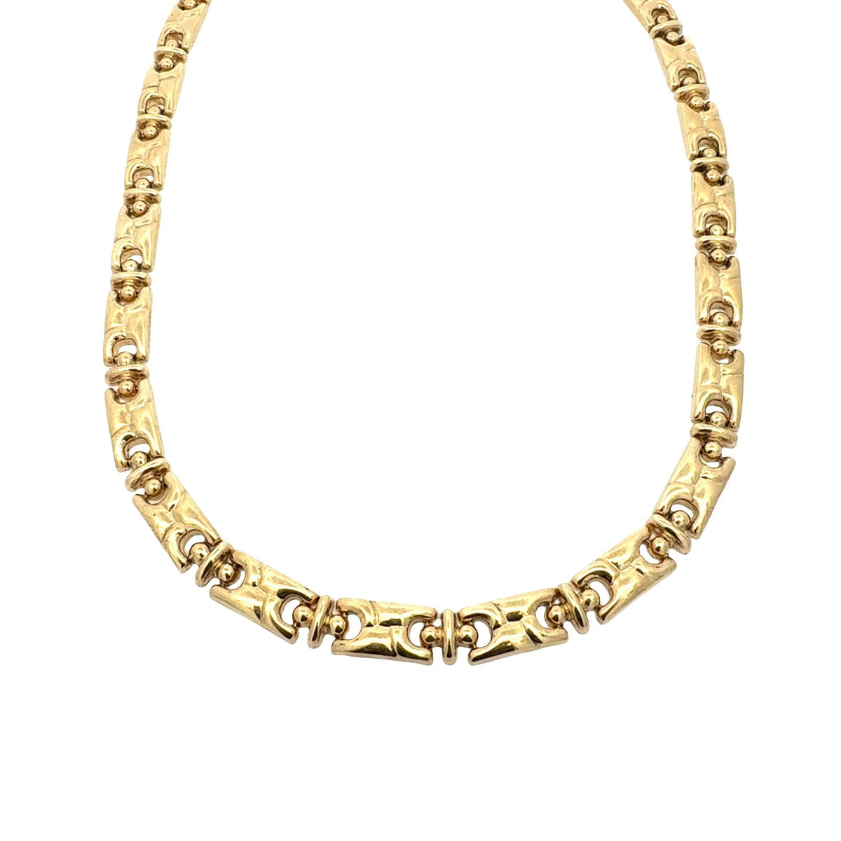 14k Yellow Gold Geometric Link Chain Necklace1