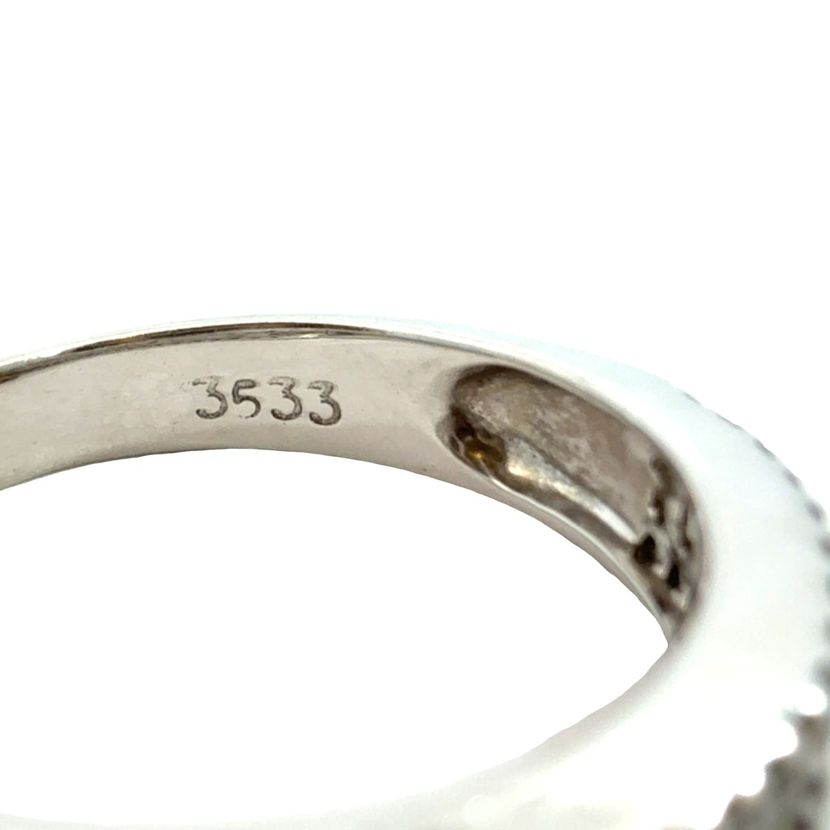 18k White Gold Round and Baguette 0.82cttw Diamond Half Eternity Ring Size 7.754