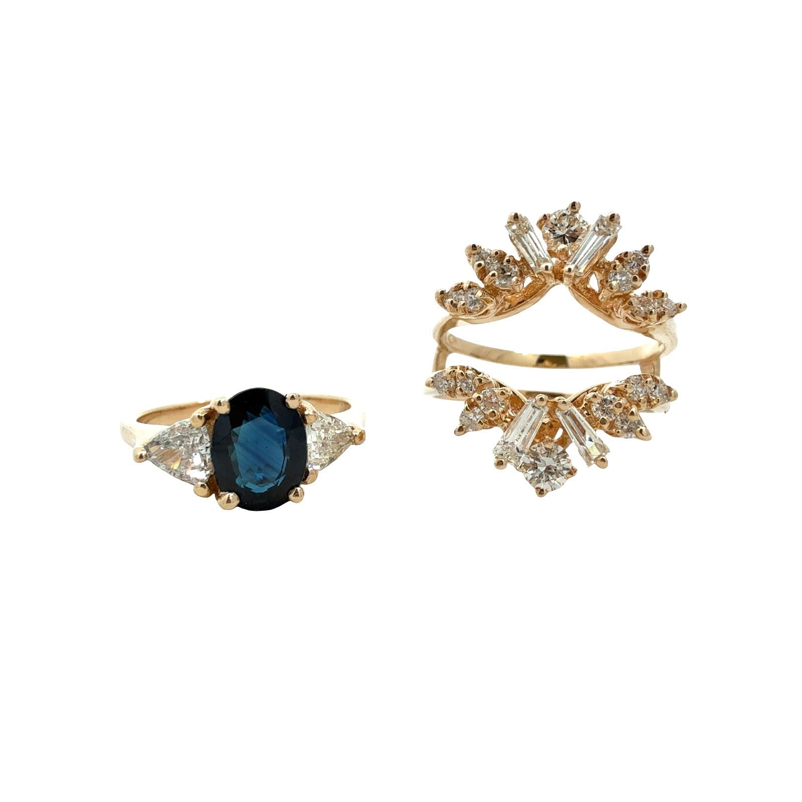 14k Yellow Gold 1.25tcw Sapphire 1.47cttw Diamond Cocktail Ring with Enhancer0