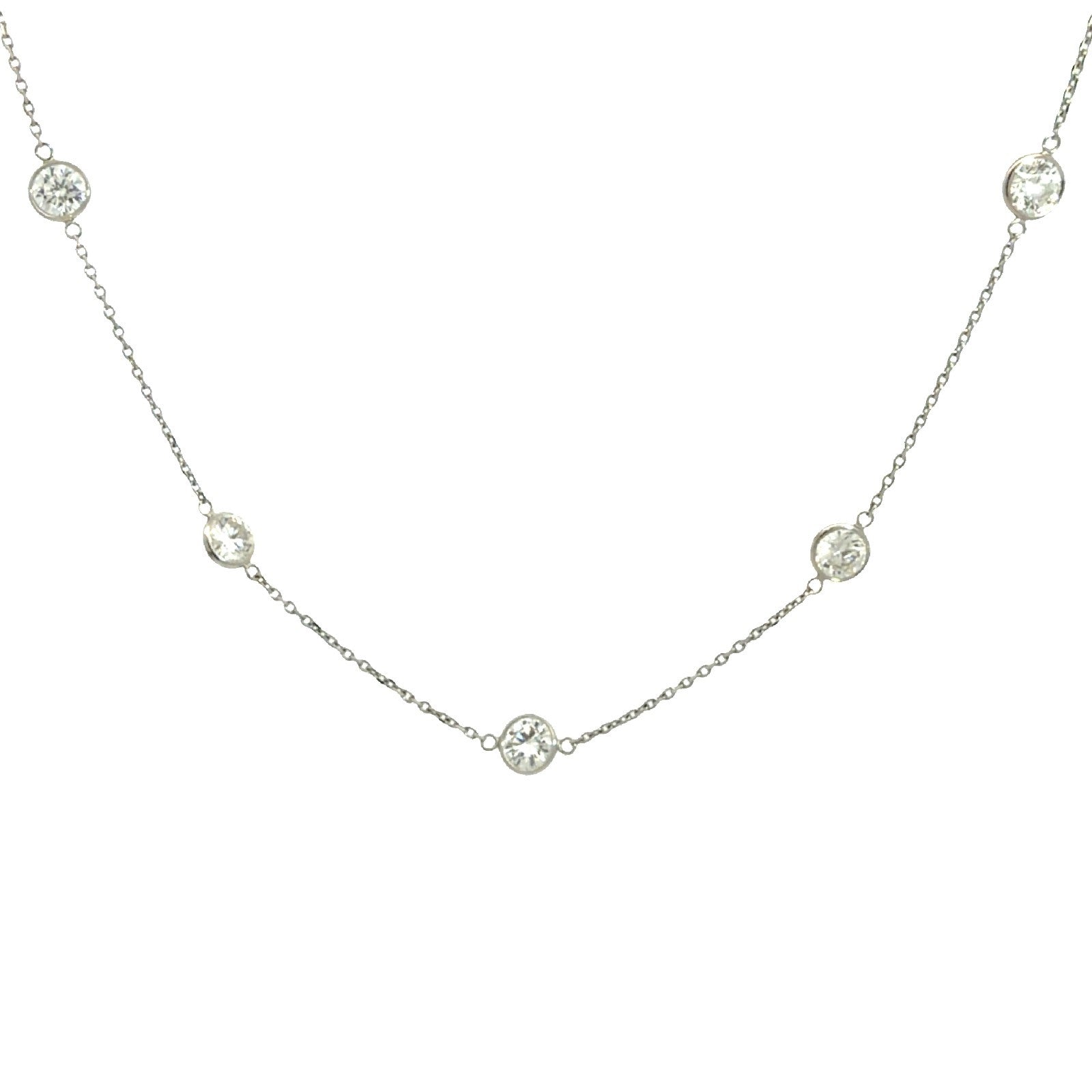 The Jewel Box 14k White Gold 5.63cttw Bezel Diamond Station Necklace
